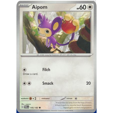 [การ์ดโปเกมอน TCG] Aipom - 145/182 - ทั่วไป