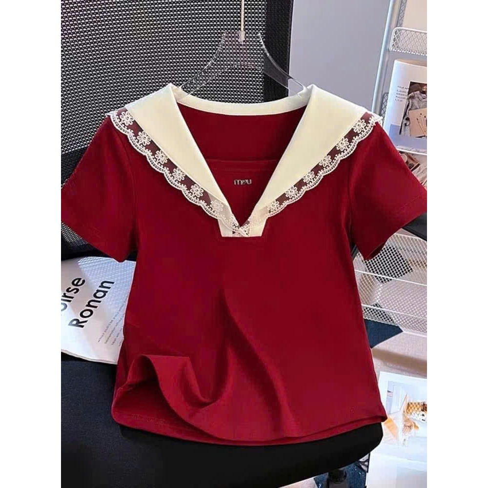 H19 Miu Miu เสื้อคอวีลูกไม้