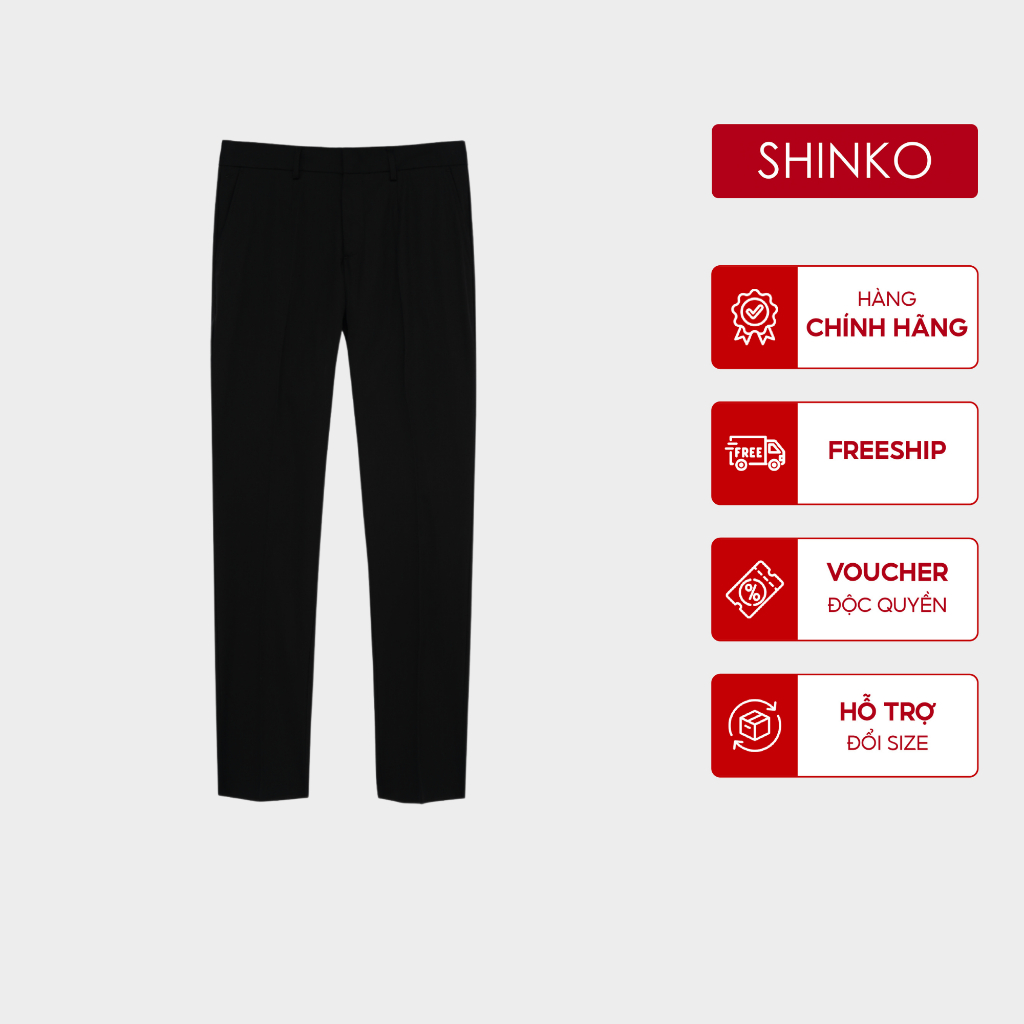 SHINKO กางเกงสํานักงานสีกากีผู้ชาย สีดํา คุณภาพสูง Cool MI005-BL