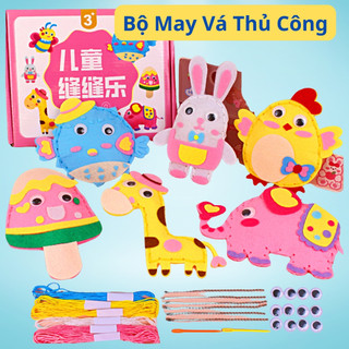 Set may vá thủ công may gấu bông may 6 nhân vật chi tiết đa dạng mẫu lựa chọn