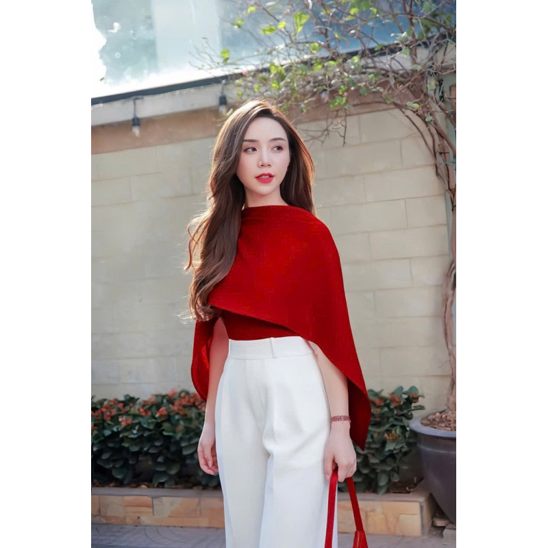 HTB STORE - เสื้อ MANGO RED, กางเกงสีขาว SUPER LUXURY WIDE-LET