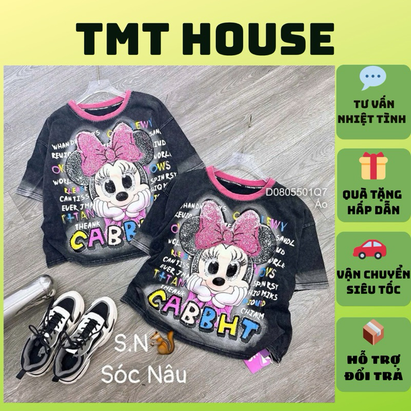 เสื้อครอปคอเมาส์ เสื้อยืดแขนสั้นทรงหลวมสําหรับผู้หญิง TMT HOUSE