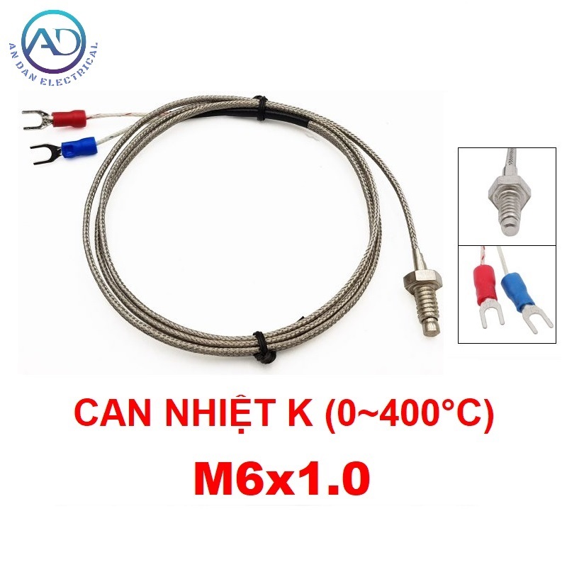 เทอร์โมคัปเปิ้ลชนิด K หัววัดเซ็นเซอร์อุณหภูมิ K (0~400 C) M6x1.0 M8x1.25 ความยาวสายไฟ 1M 2M 3M 5M