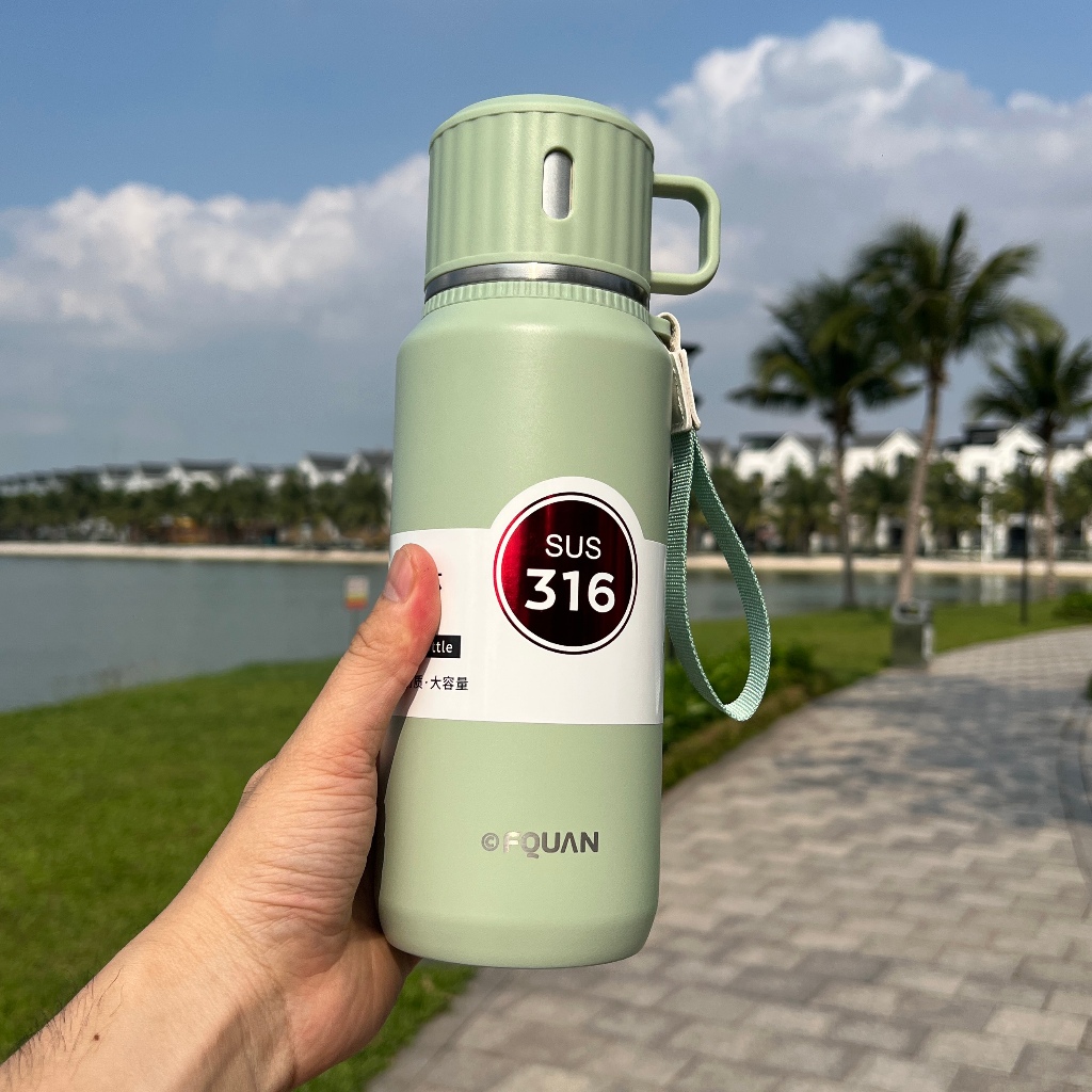 FQUAN 800ML Thermos Bottle - คุณภาพสูง 316 สแตนเลส - การคุมขังความร้อนยาวนาน, ฝาปิดพร้อมที่จับพกพาสะ
