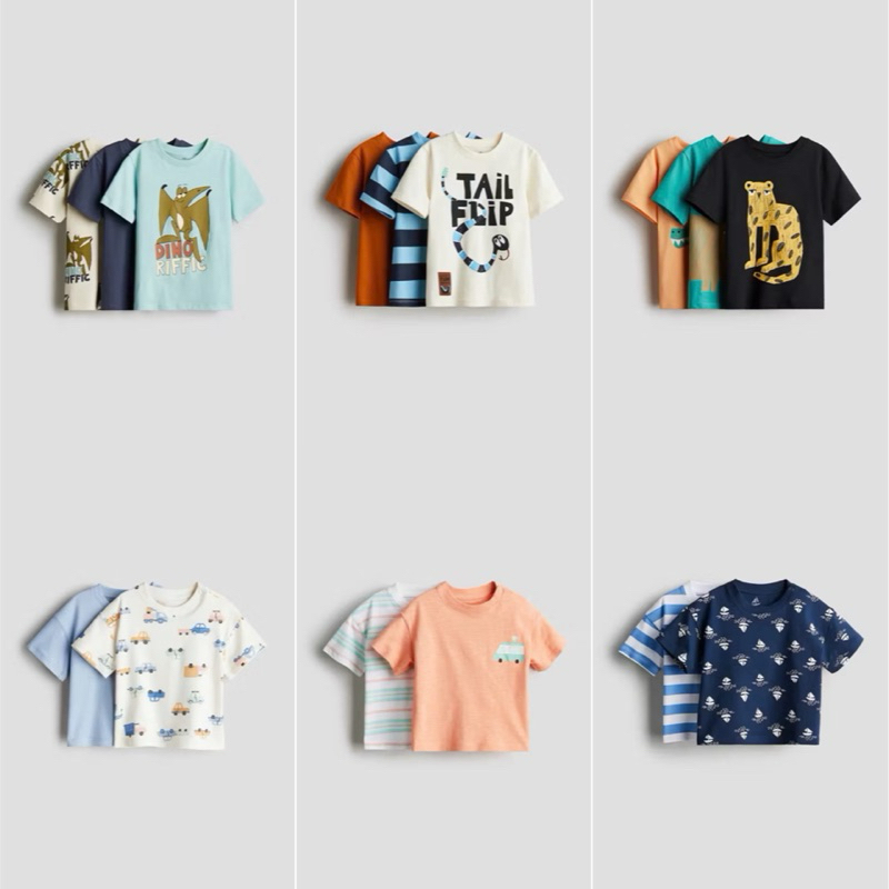 H&M T-shirt/T-shirt Set สําหรับเด็กผู้ชาย ผ้าคอตตอน 6M-8Y (ลิงค์ 1)