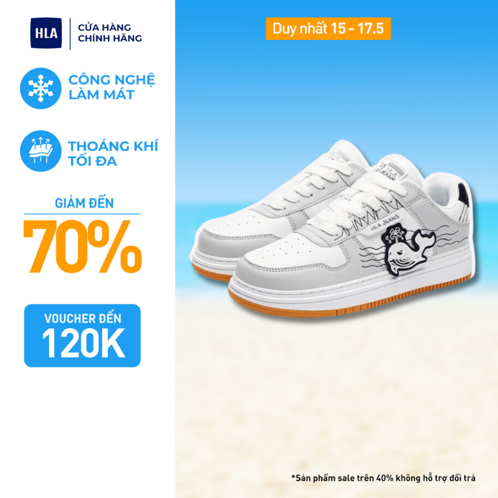 ของแท้ HLA Jeans รองเท้าผ้าใบ unisex สําหรับผู้ชายและผู้หญิง ดีไซน์แฟชั่นลายระบายอากาศ พื้นยางนุ่ม