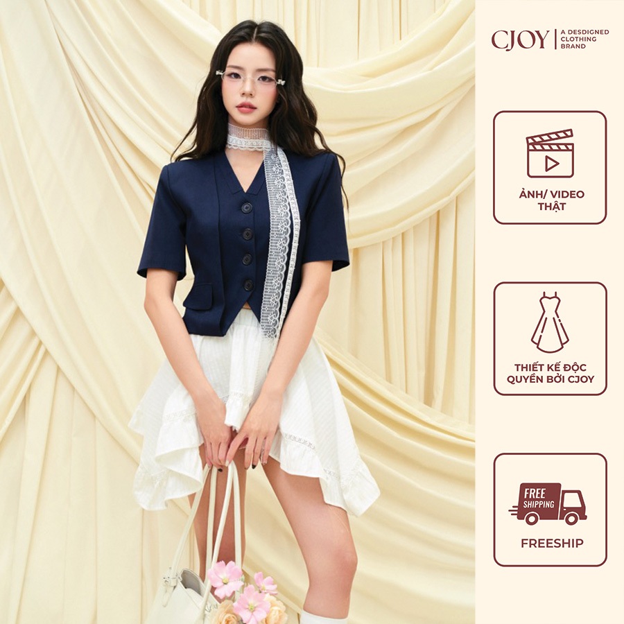 CJOY บุคลิกภาพ Blazer เสื้อครอปผู้หญิงออกแบบพร้อมแผ่นรองไหล่ในรูปแบบ Mila Blazer มาตรฐาน