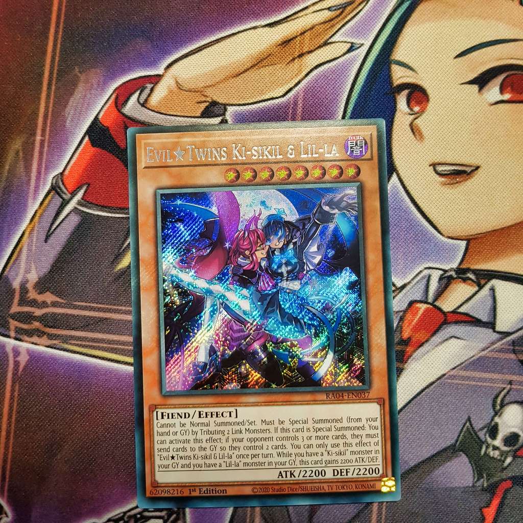 การ์ด Yugioh ของแท้ | EvilTwins Ki-sikil & Lil-la | RA04 ความลับหายาก