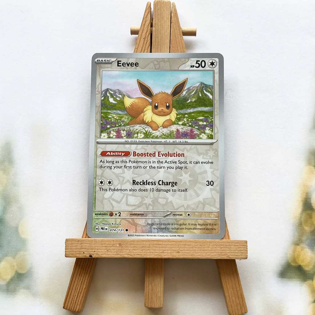 Pokemon Eevee 074/131 Picture Card - Prismatic Evolutions Common Reverse Holo English Odd Card
