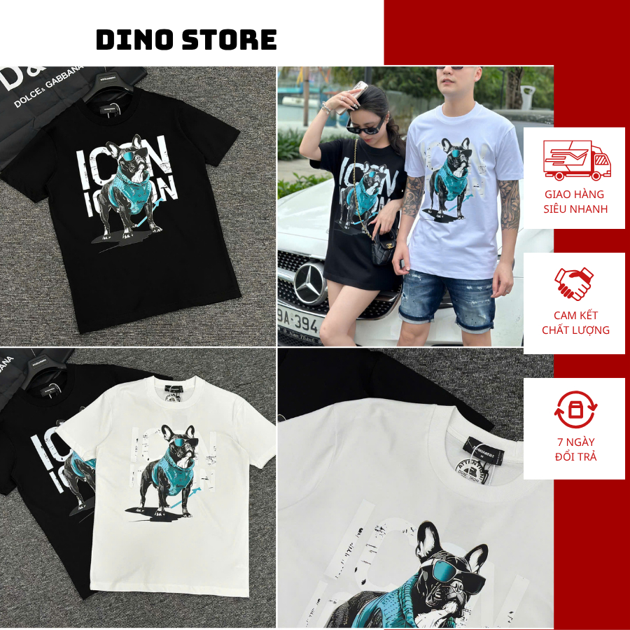 เสื้อยืดชาย DSQ Icon โลโก้สุนัขสุดเท่ - เสื้อยืดผู้ชาย DSQ พิมพ์ลายคุณภาพสูง
