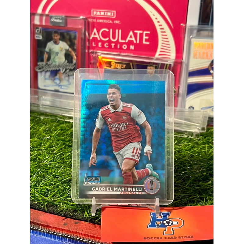 Gabriel Martinelli Aqua Topps Stadium Chrome UCL 2022/23 การ์ดฟุตบอล