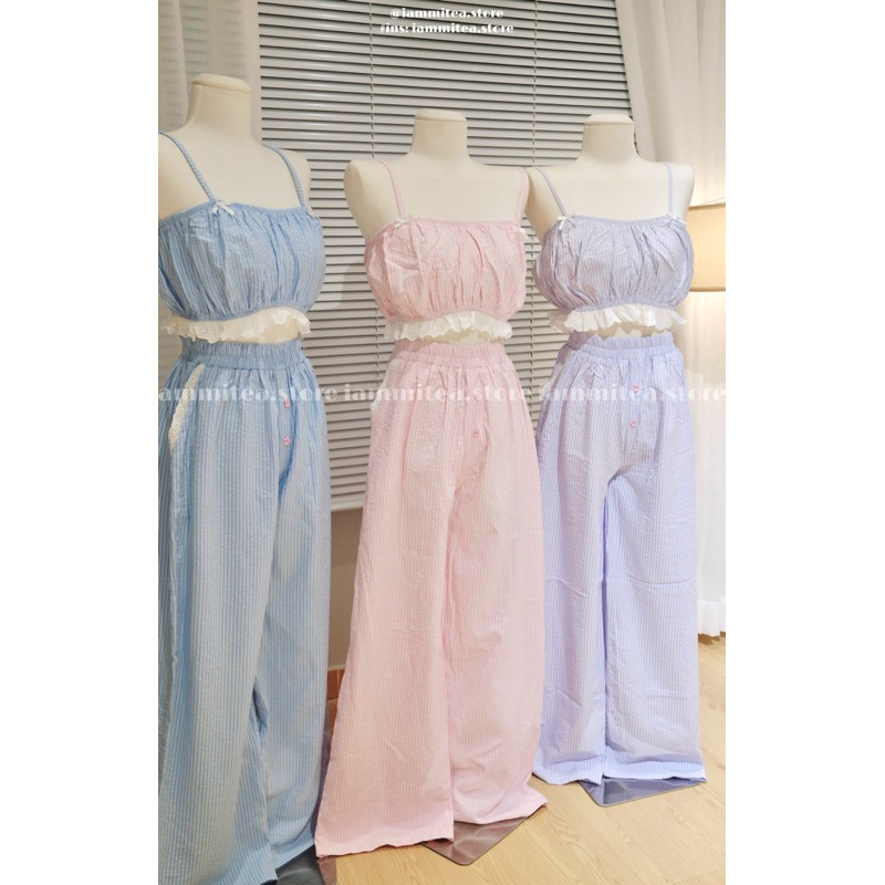 Binamy set- Set 2s เสื้อ+กางเกงหลวมมีกระดุมจาก Iammmmima