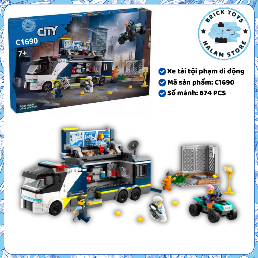 City C1690 60418 Crime Lab Truck ประกอบของเล่น - โมเดลรถ Criminal Truck