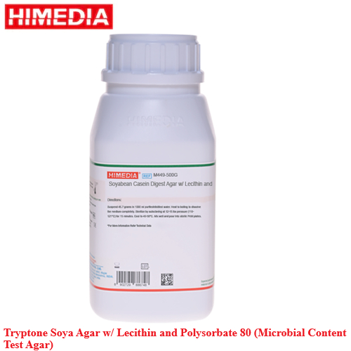 Tryptone Soya Agar w/ Lecithin และ Polysorbate 80 (การทดสอบเนื้อหาไมโครเบีย) M449, รุ่น: M449-500