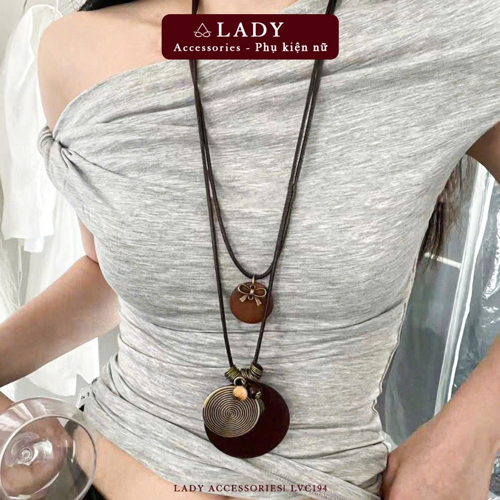 สร้อยคอเสน่ห์ไม้โดดเด่น สร้อยคอยาวสไตล์วินเทจ เครื่องประดับแฟชั่น Lady Accessories - LVC194