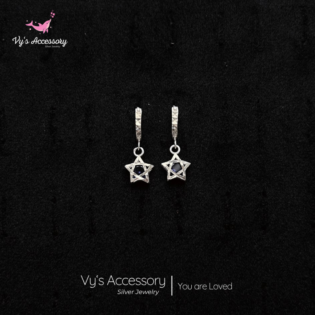 ต่างหูเงินสําหรับทารกที่มีดาวสีฟ้าน่ารัก Vys Accessory BB11