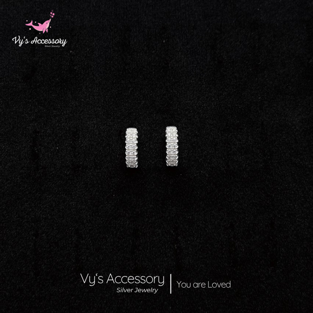 ต่างหูเงินสําหรับเด็กที่มีหินประกายหรูหรา Vys Accessory BB23