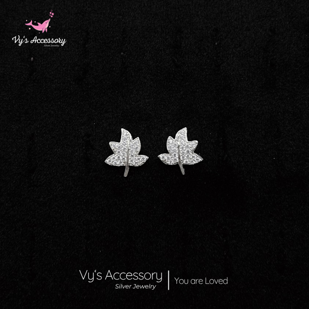 Vys Accessory BG24 ต่างหูเงินใบเมเปิ้ลวินเทจ