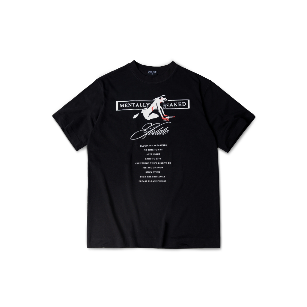 เสื้อยืด "GOLDIE ACID NIGHT" สีดํา ผ้าคอตตอน 100%