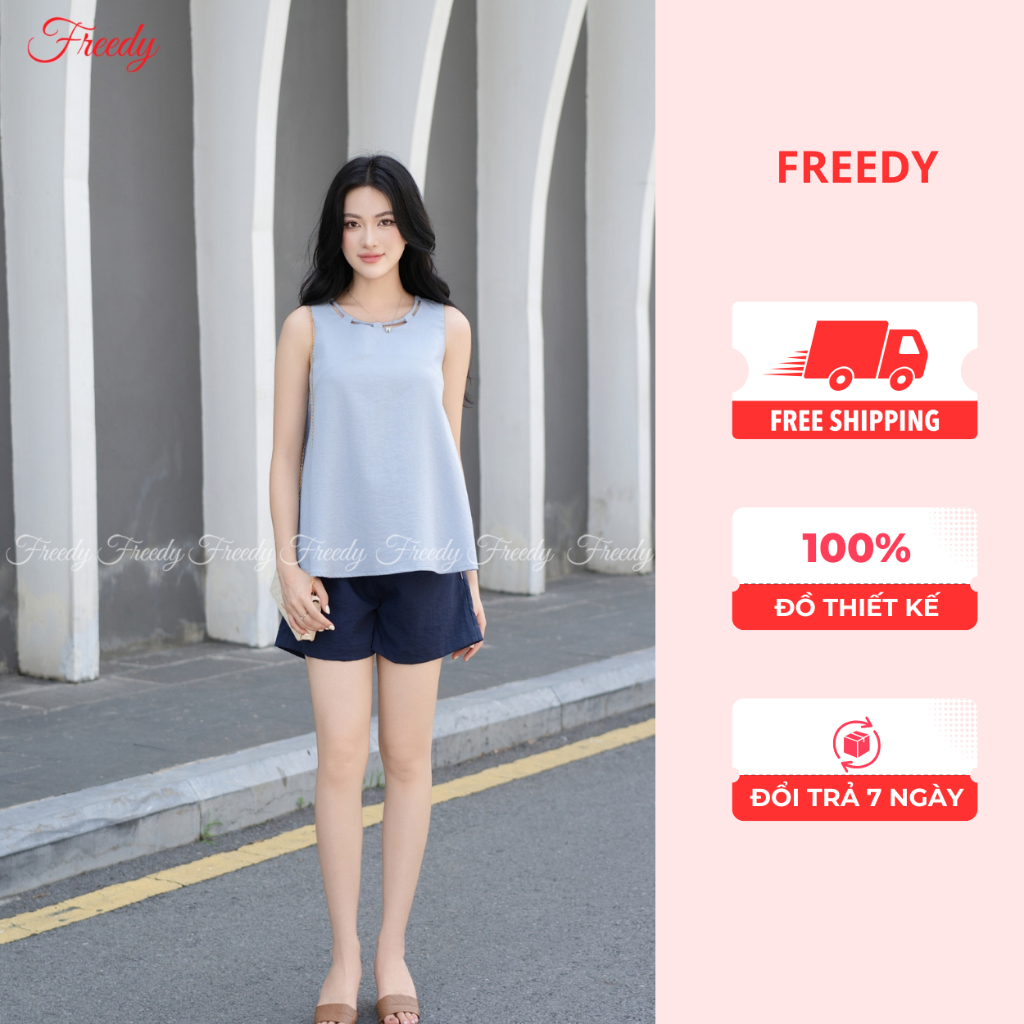 ชุดใส่อยู่บ้านแขนกุดผู้หญิง Freedy คอนิ่ง - WBS2436