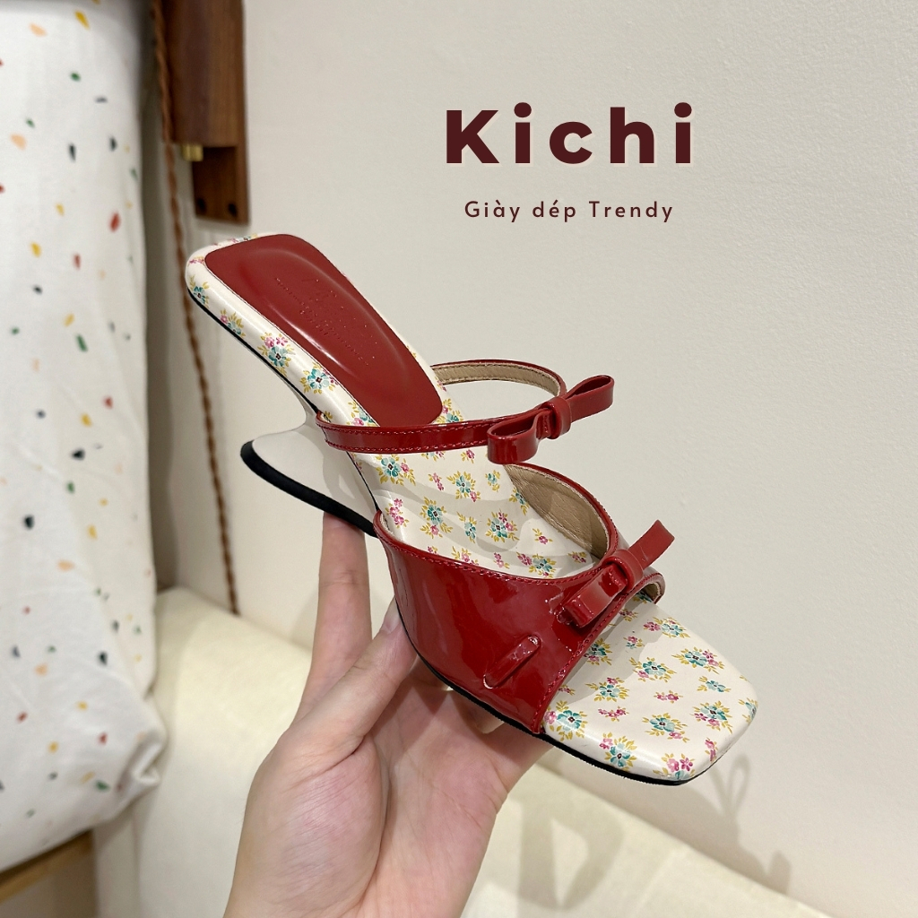 KICHI รองเท้าแตะผู้หญิงมาตรฐาน TYPE 1 QC Full Box รองเท้าแตะโบว์สวยของผู้หญิงที่มีพื้นรองเท้าเฉพาะสไ