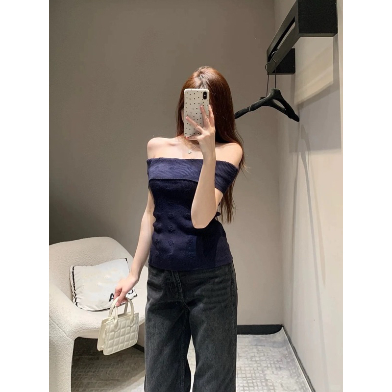 NHY.studio /WGWE/ เสื้อสเวตเตอร์ถักเปิดไหล่