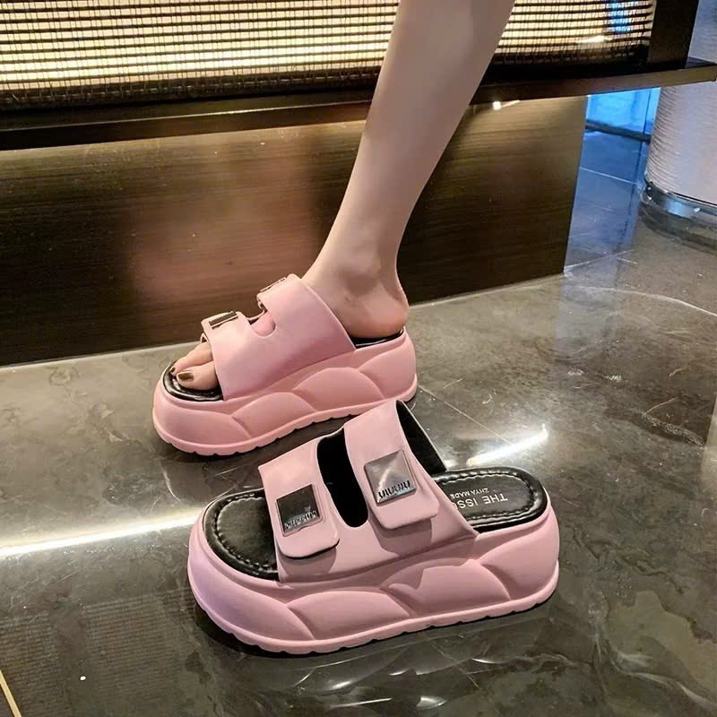 (OPEN DEAL) รองเท้าแตะผู้หญิง 2 สายพอง และพื้นสูง 5-6 ซม. LD02 3 สีแฟชั่น