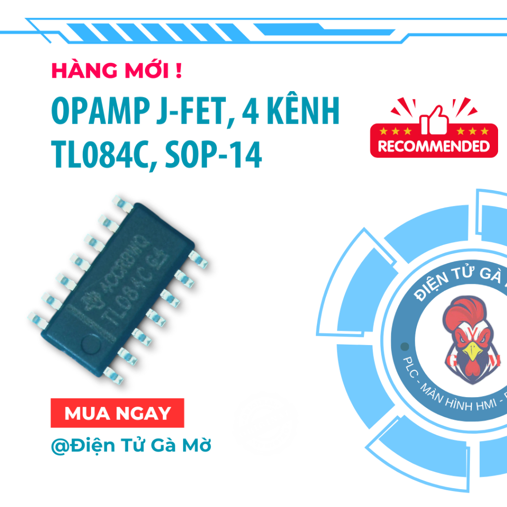 [1 CON] OPAMP J-FET ชนิดวาง 4 ช่อง, TL084C SOP-14 นําเข้าใหม่