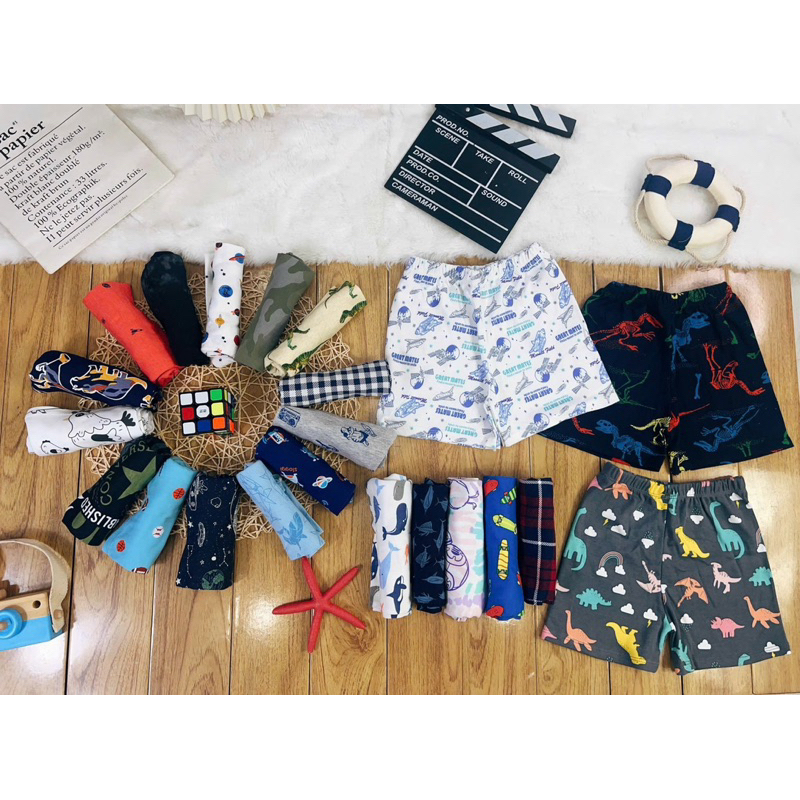 กางเกงขาสั้น CUTE BOYS COTTON RANDOM PATTERN สําหรับเด็กใส่ AT HOME SZ 10-45KG