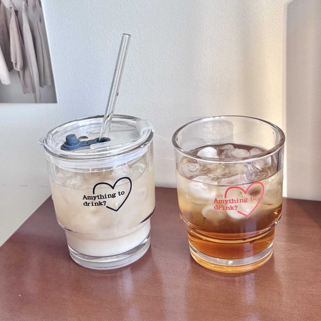 Anything to Drink ถ้วยแก้วพร้อมฝาปิด 350ml (พร้อมหลอด) - ถ้วยแก้วขนาดกะทัดรัด - hoalaco.studio
