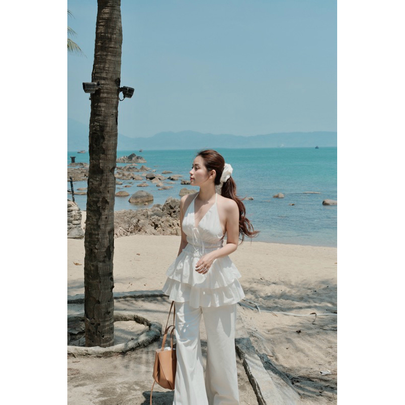 ชุด La Ville | เสื้อเชิ้ตดีไซน์ผ้าฝ้ายเกาหลีและ บรรยากาศ ชุดกางเกงสีกากีแบบนุ่มสําหรับฤดูร้อนในอิตาล