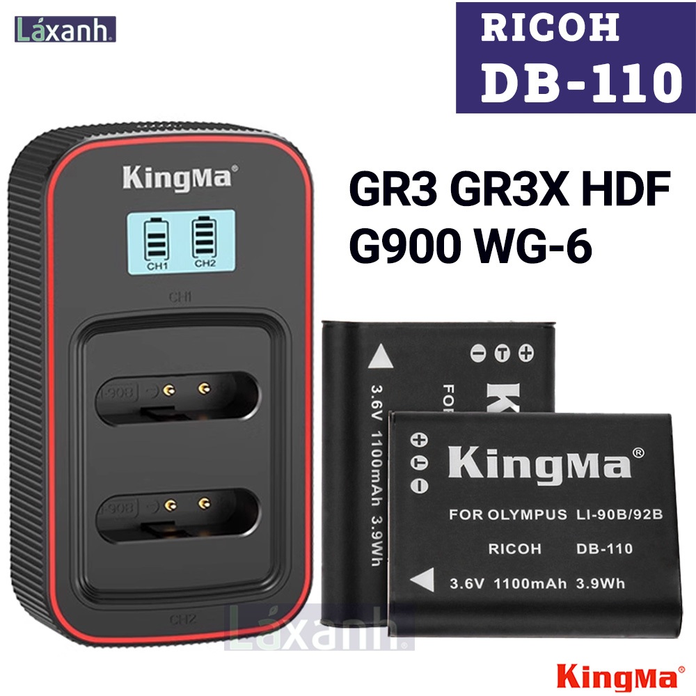 ริโก้ DB-110 DB110 | Ricoh GR3 GR3x HDF G900 WG6 GR iii แบตเตอรี่กล้องและแท่นชาร์จจาก Kingma db110 d