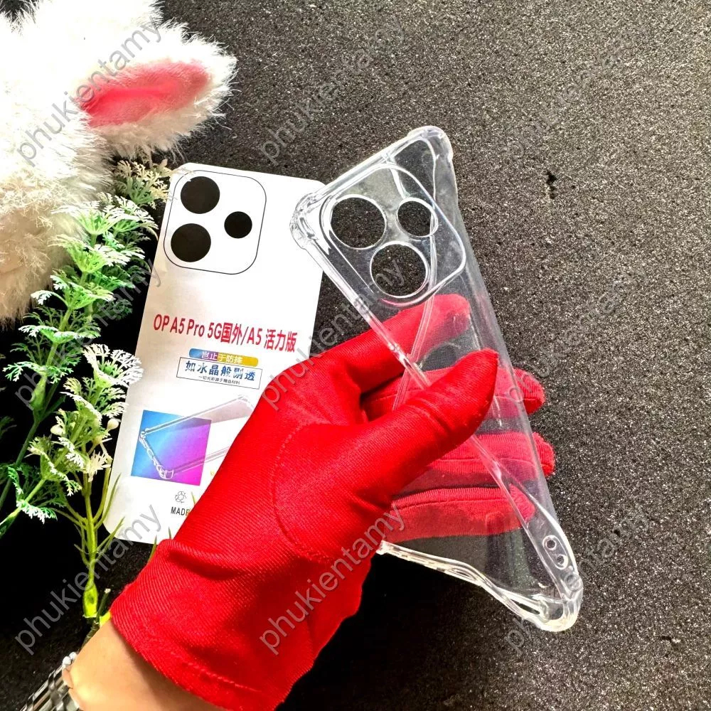 เคสยืดหยุ่นโปร่งใส OPPO A5 PRO 5G พร้อมด้านข้างกันกระแทกและกันกระแทก 4 ด้าน