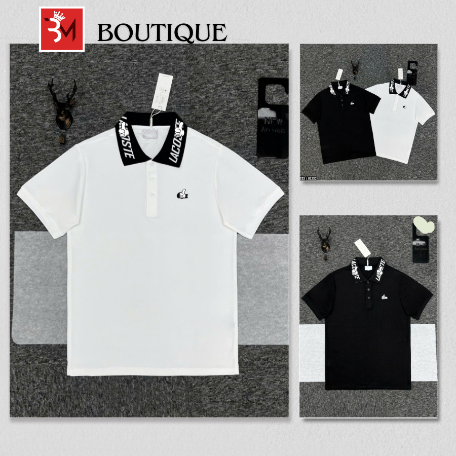 เสื้อโปโลผู้ชายคอปกสีดําและหน้าอกปักปลาลึก - เสื้อโปโลผู้ชายและผู้หญิง LXC ทําจากผ้าฝ้ายคุณภาพสูง 67