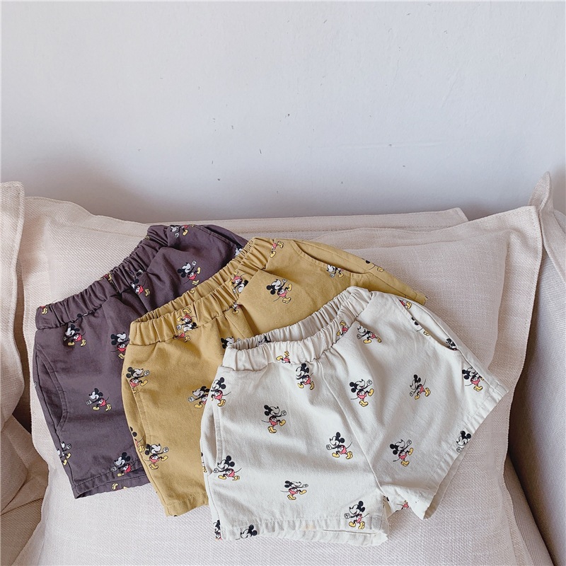 กางเกงขาสั้น ADORABLE MICKEY PATTERN KAKI FOR BOYS AND GIRLS 20532