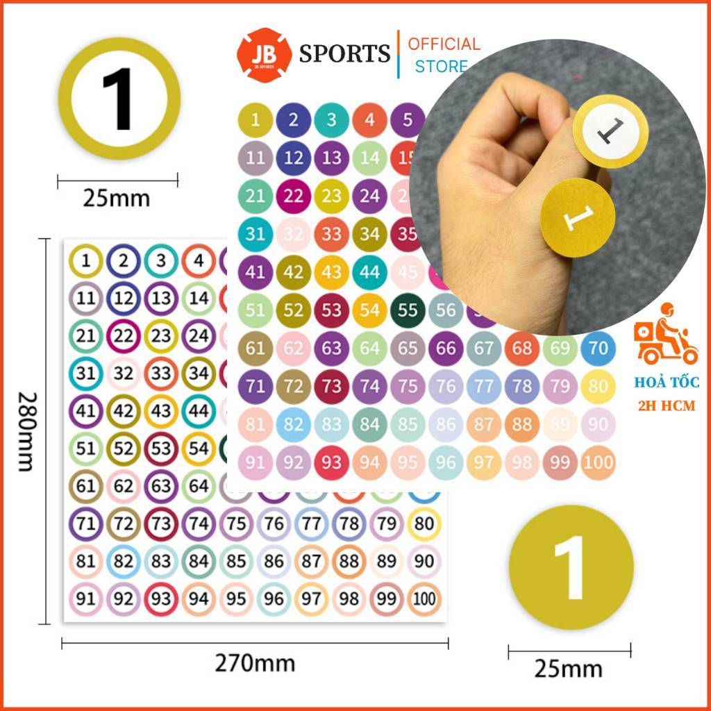 Decal Number (2.5cm) หลากสี จากกันน้ํา 1 ถึง 100 สติ๊กเกอร์ตัวเลขทรงกลมสําหรับเครื่องใช้ในครัวเรือน