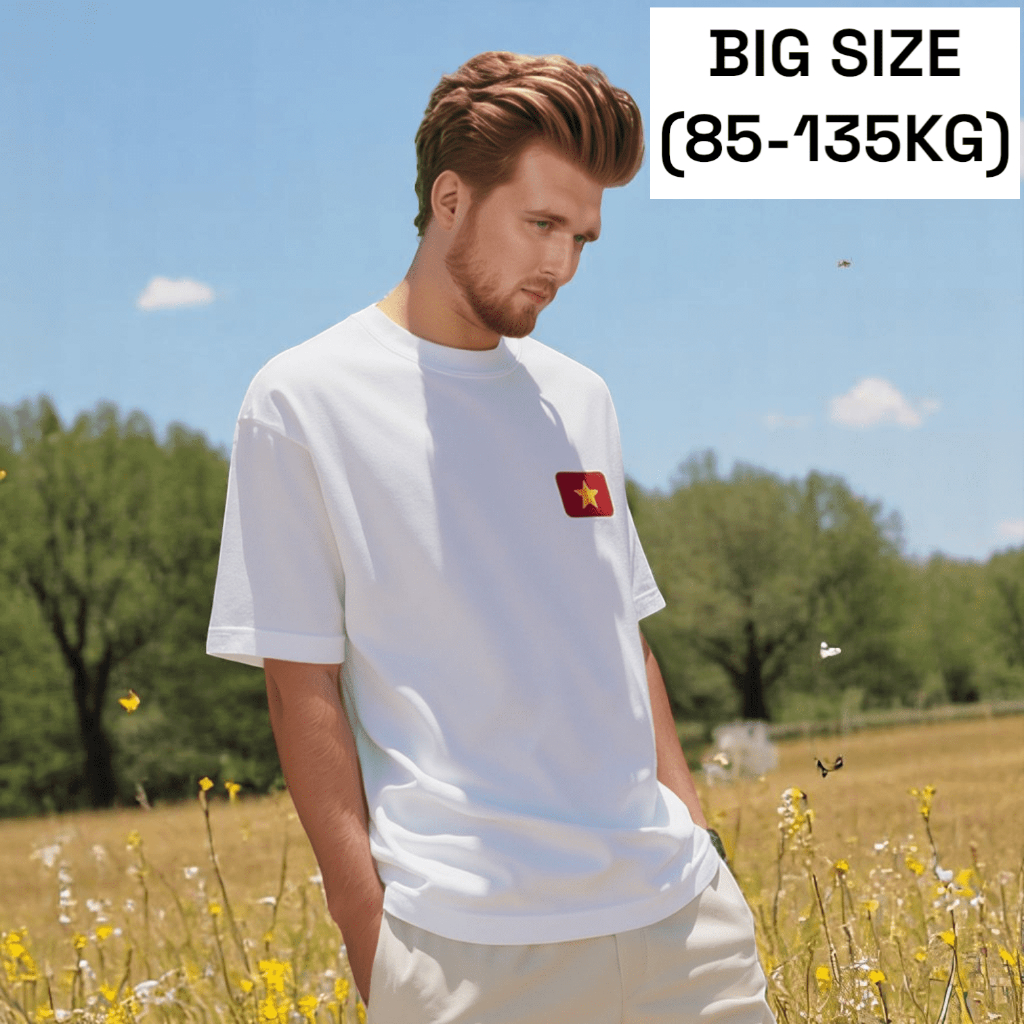 เสื้อยืดผ้าฝ้ายสีขาวขนาดใหญ่สําหรับผู้ชาย – ผ้าลื่นเย็น แบบหลวมสบาย BF.AT.29W