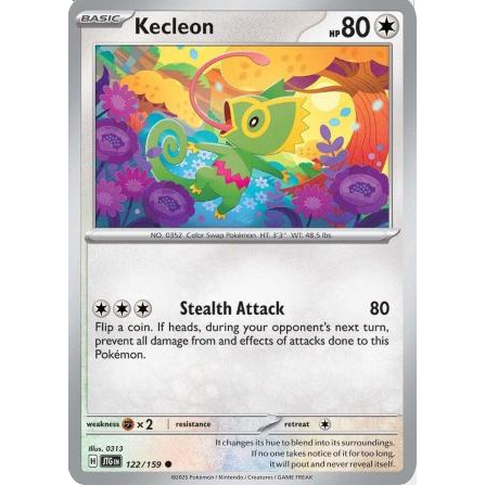 [การ์ดโปเกมอน TCG] Kecleon - 122/159 - ทั่วไป