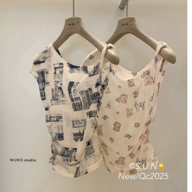 Wgwe• • เสื้อยืดลายไหล่บิด wgwe สินค้า QC