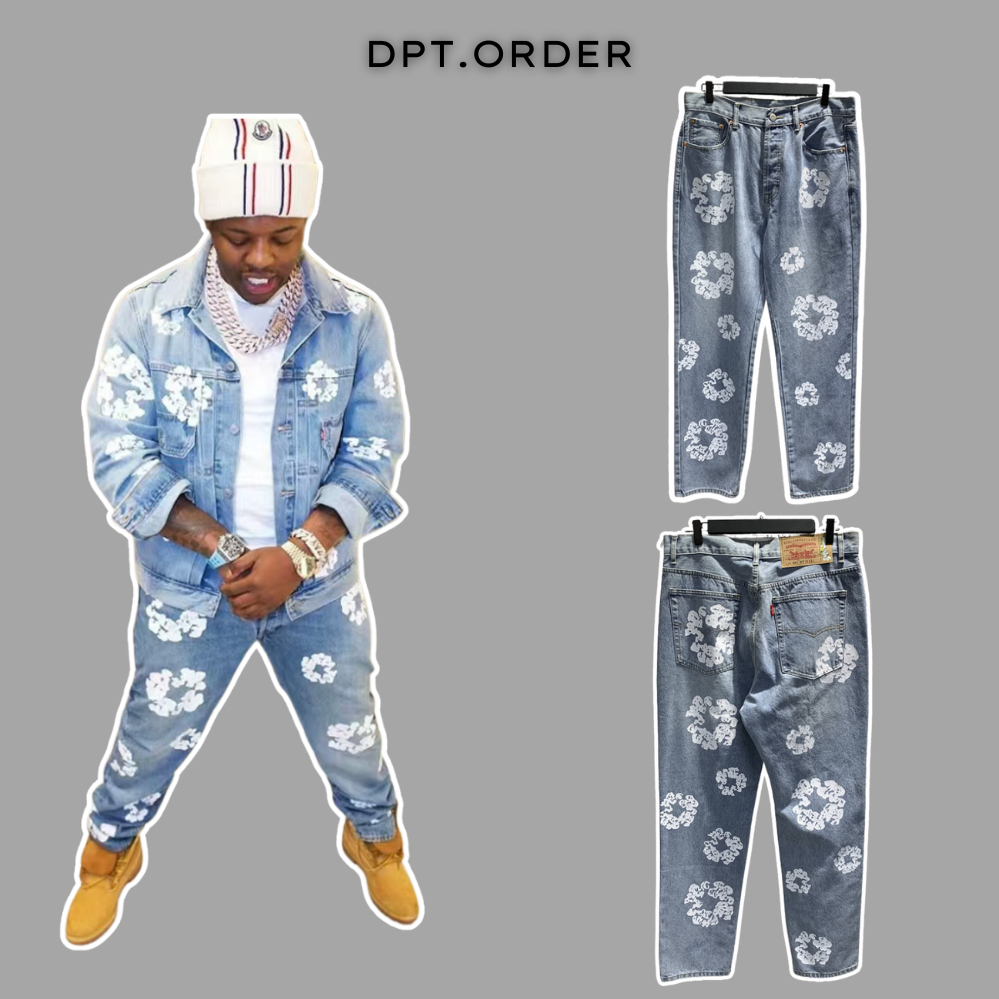 (คุณภาพดีที่สุด) กางเกงยีนส์เทรนด์ Denim Tears Rapper