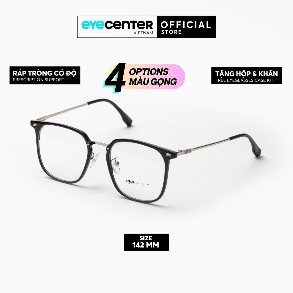 กรอบแว่นตาของแท้สําหรับผู้ชายและผู้หญิง EYECENTER B180S นําเข้าพลาสติกและโลหะโดย Eye Center Vietnam