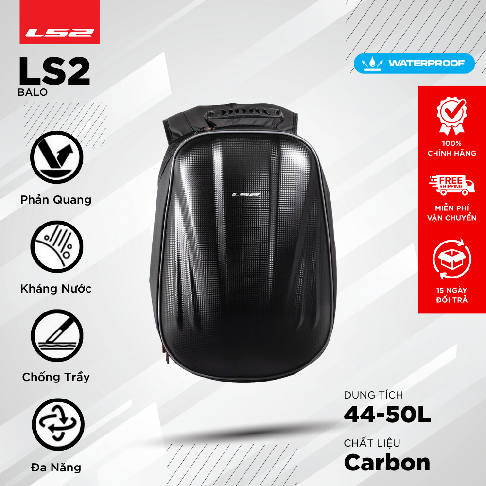 LS2 Box Travel Backpack 44-50L Waterproof Fashion Backpacking [ของแท้]