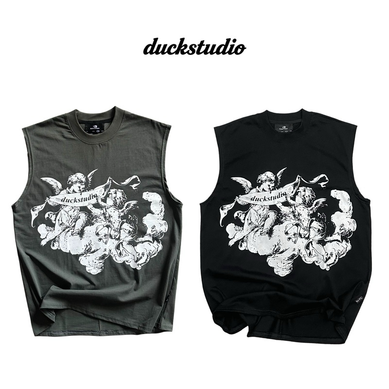 Duckstudio Local Brand Unisex Loose Angle Tanktop สําหรับผู้ชายและผู้หญิง
