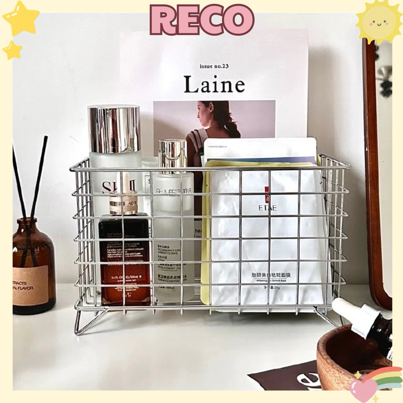 ตะกร้าเหล็กทรงสี่เหลี่ยมสําหรับหน้ากากหน้ากากหน้ากากของกระจุกกระจิกแต่งหน้า RECO