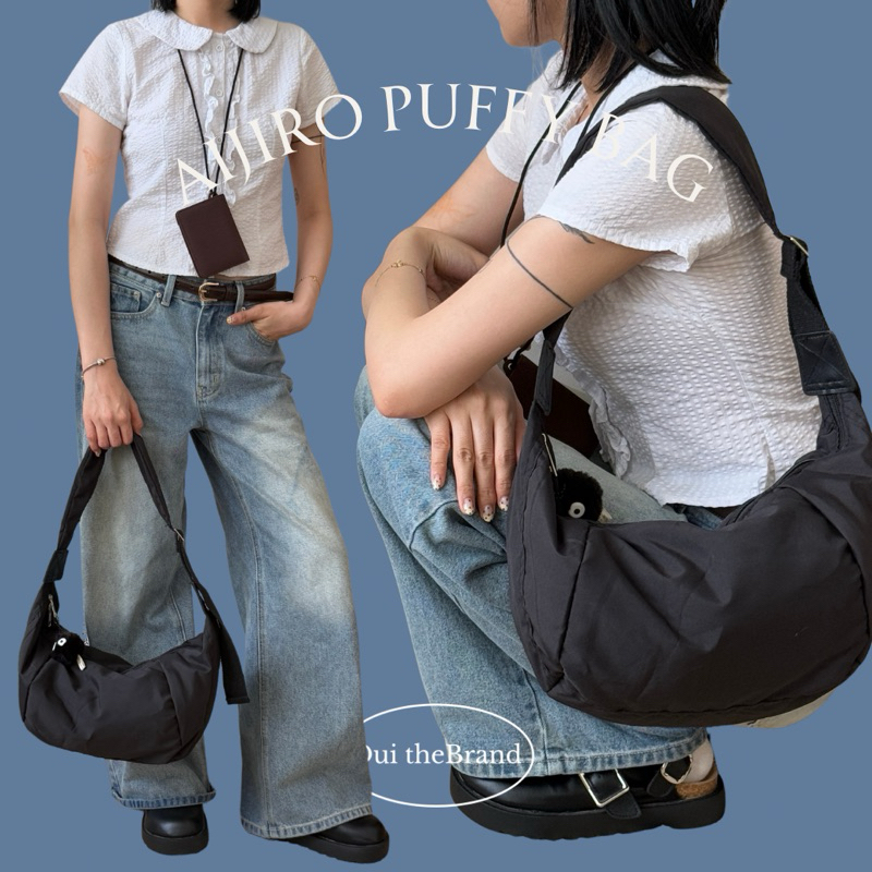 [ Gift Susuwatari ] Aijirou じょF Puffy Bag - AIJIROU Lightweight Quilted Crossbody Bag ( Ouithebrand 