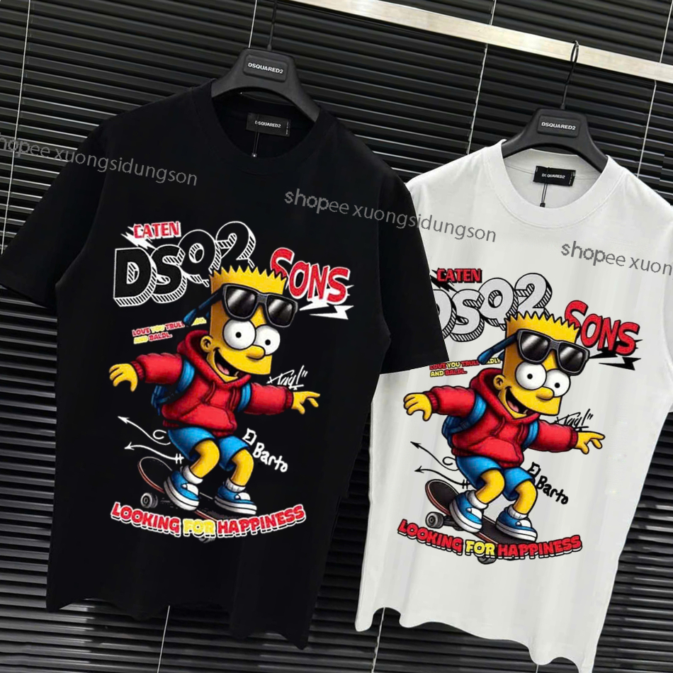 เสื้อยืด Dsq Sons แขนสั้นและคอกลมสําหรับผู้ชายและผู้หญิง เสื้อยืด Dsq Sons เทรนด์มาแรงสําหรับเด็กผู้