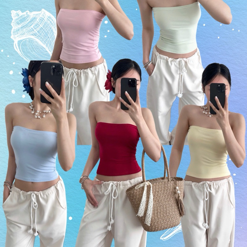 Lovely Color Slim Cotton Tube Top - Freesize Women