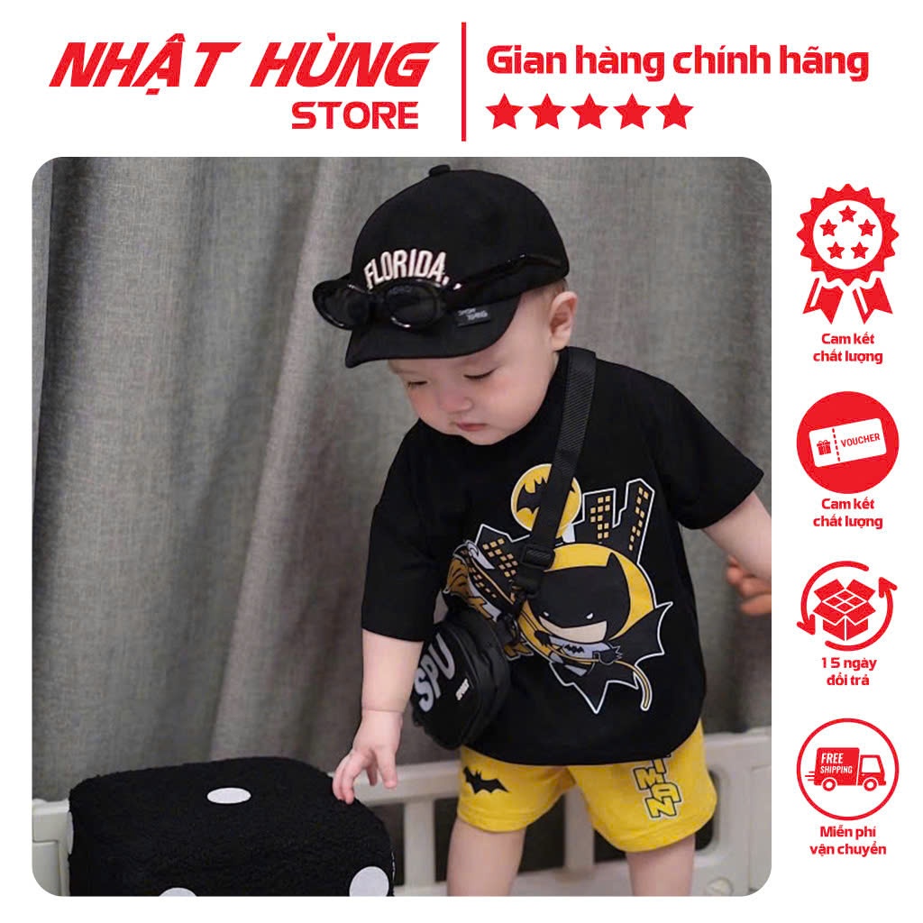 ชุดเสื้อยืด BADMAN สําหรับเด็กผู้ชาย ชุดเสื้อยืดเด็กแบรนด์ Nhat Hung ขนาดตั้งแต่ 10-63kg - NH102