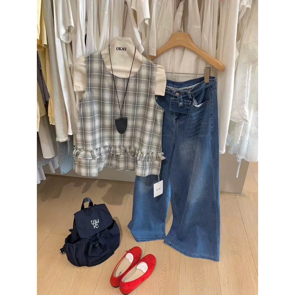 เสื้อเชิ้ตผ้า N5.15 Vni sn ตุ๊กตาเด็กลายสก๊อต ขอบนูน 1800 xonxen 23ld