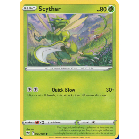 [การ์ดโปเกมอน TCG] Scyther - 005/189 - ทั่วไป